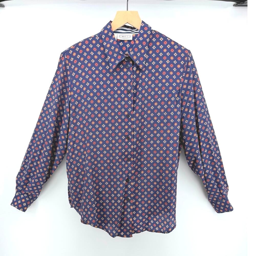 Witt Collection Deadstock Vintage Navy Blouse Dark Academia Old Money Preppy L